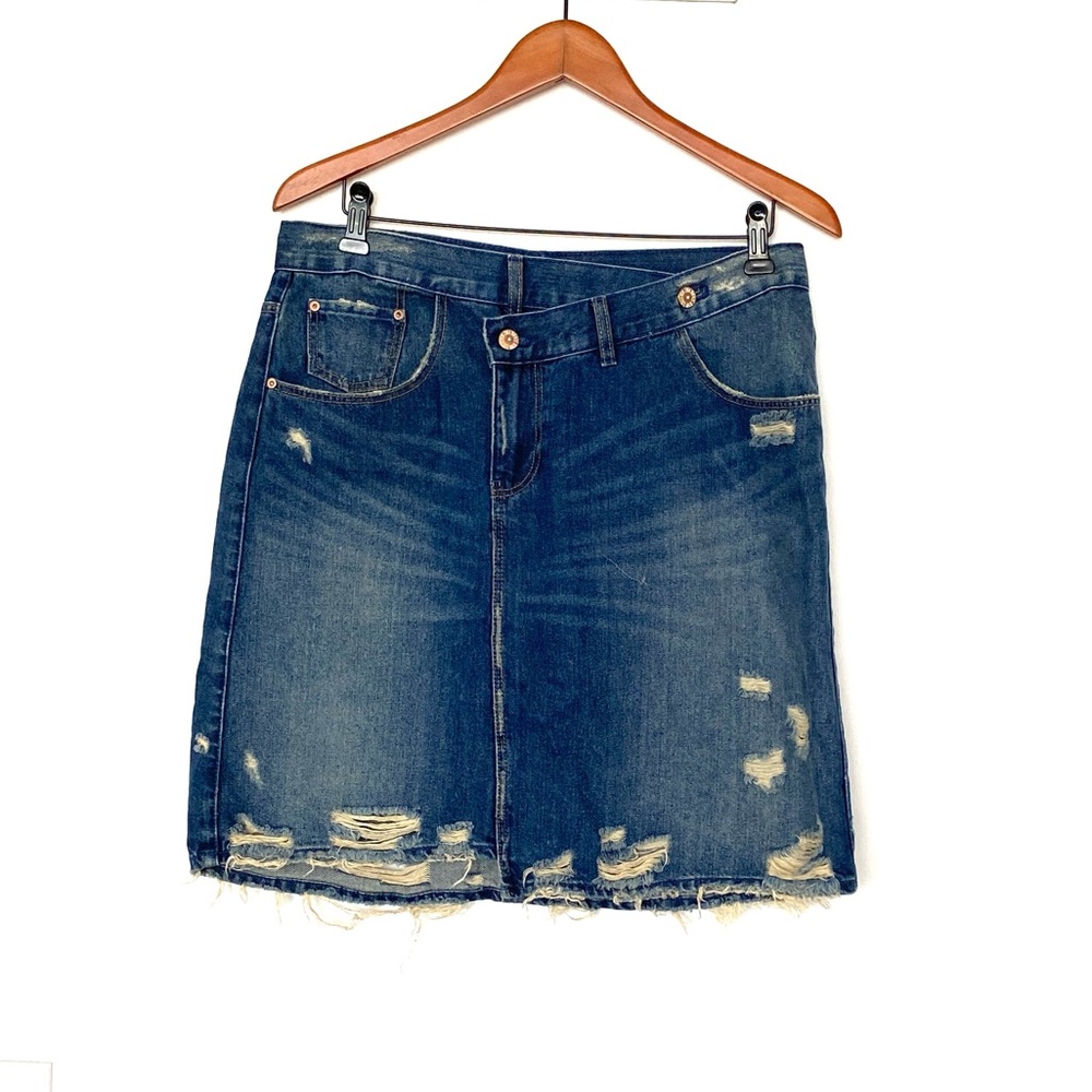 Distress Jeans Skirt Size Large Zara